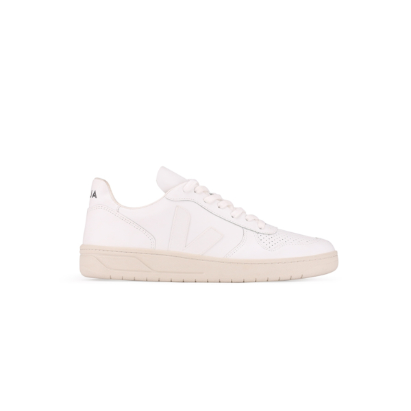 Sneaker VEJA V-10 LEATHER EXTRA WHITE Flaneurz seen from the side