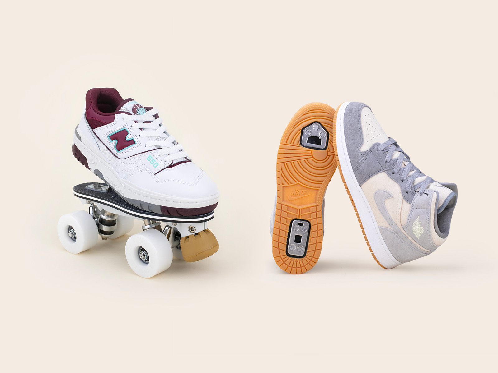 Packshots Custom New Balance et Nike Custom, roller quad personnalisé
