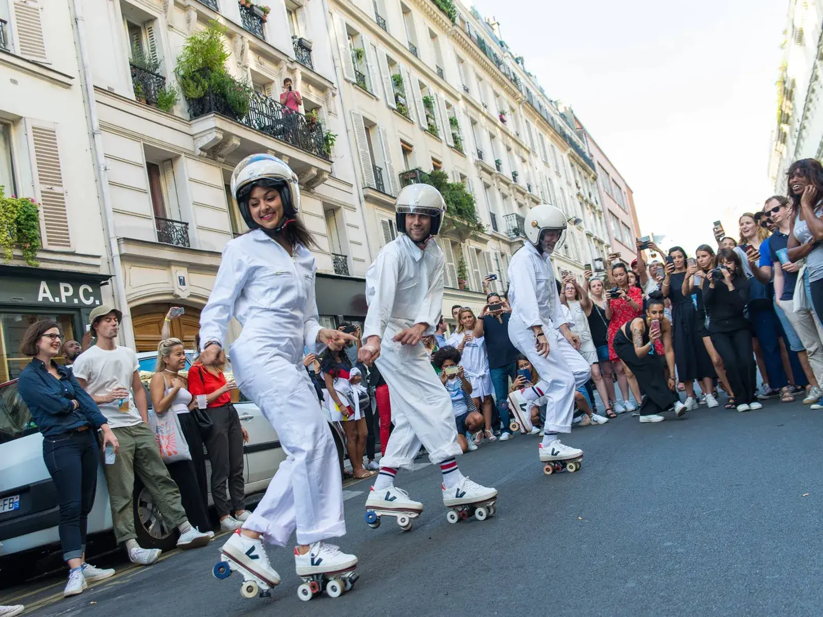 people skating in the street 