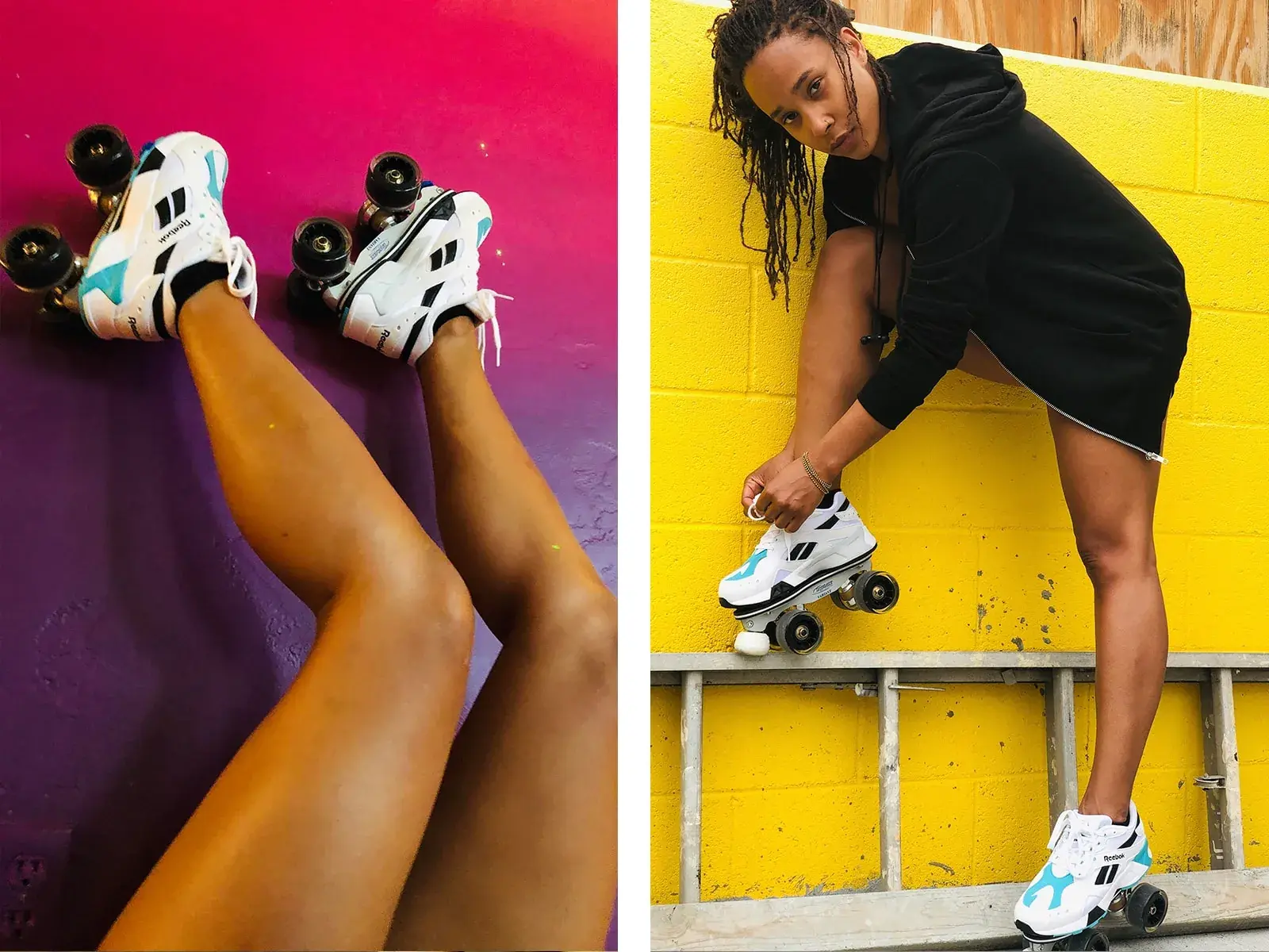Tinuke is wearing her roller skates