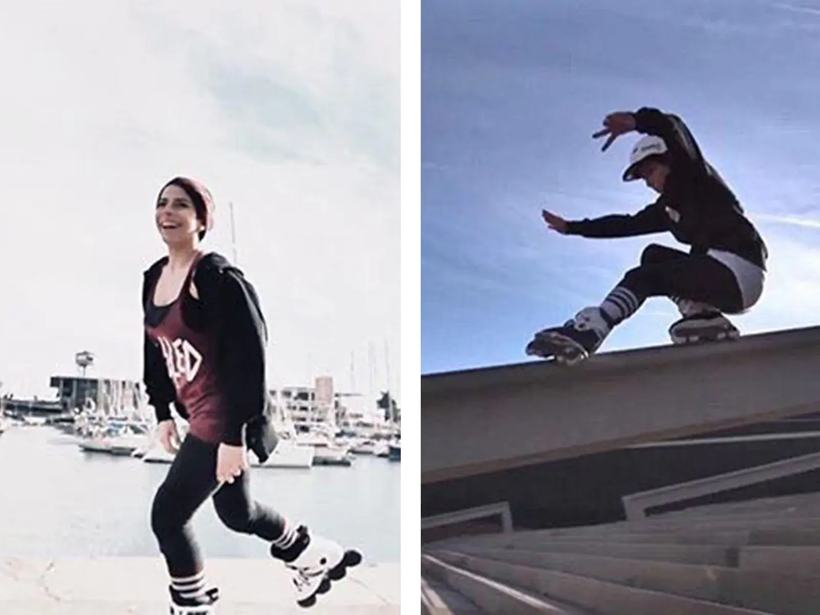a girl skating with her inline skate