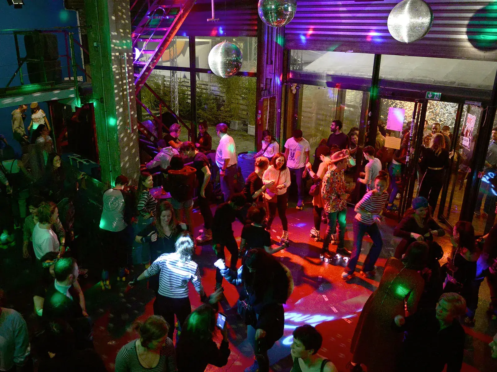 roller skating party from above 