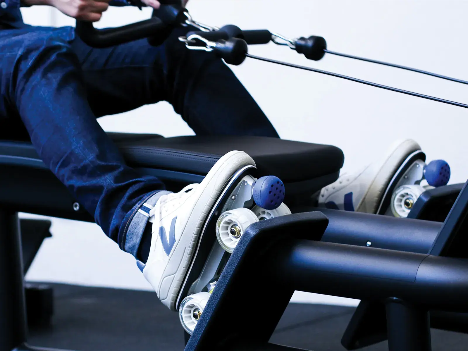 a roller skater wearing his veja transformed by flaneurz 