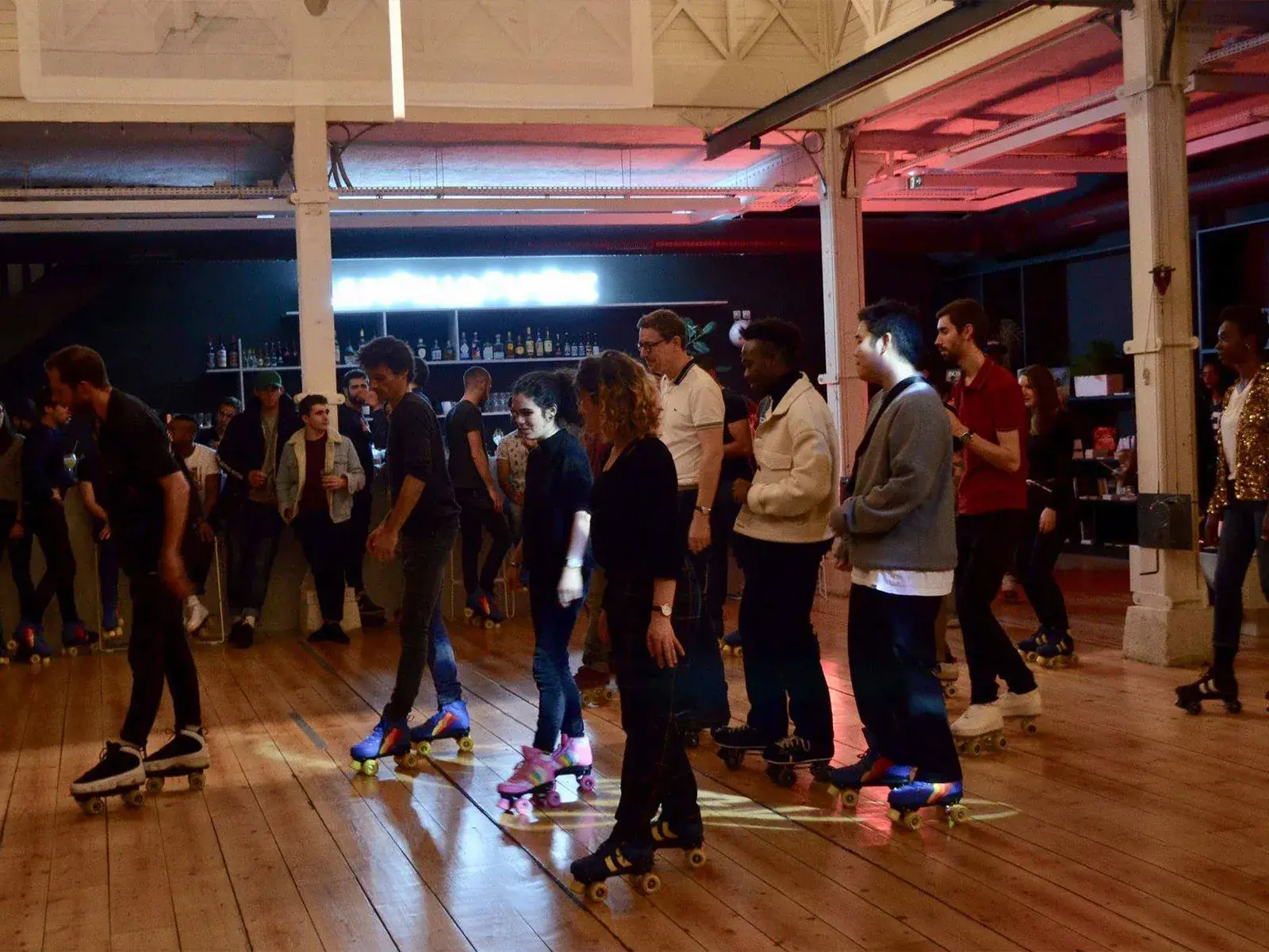 people skating in a club 