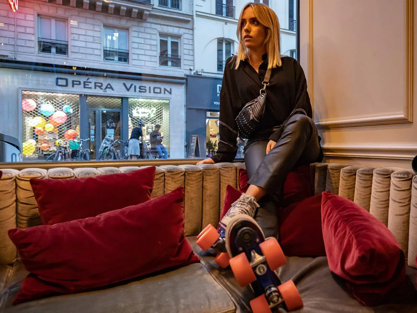 a woman wearing skating sneakers transformed by flaneurz 