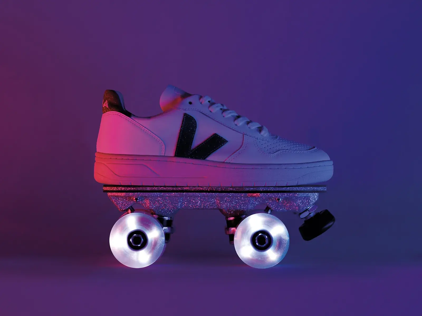 a white veja transformed into a skating sneaker by flaneurz 