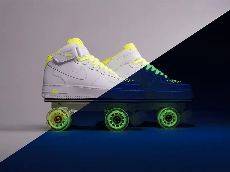 nike white transformed into roller skate by flaneurz