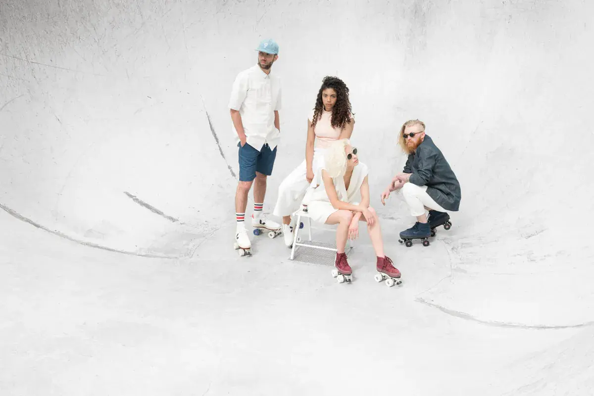 group of people wearing their roller skates by flaneurz for the unfollow collection