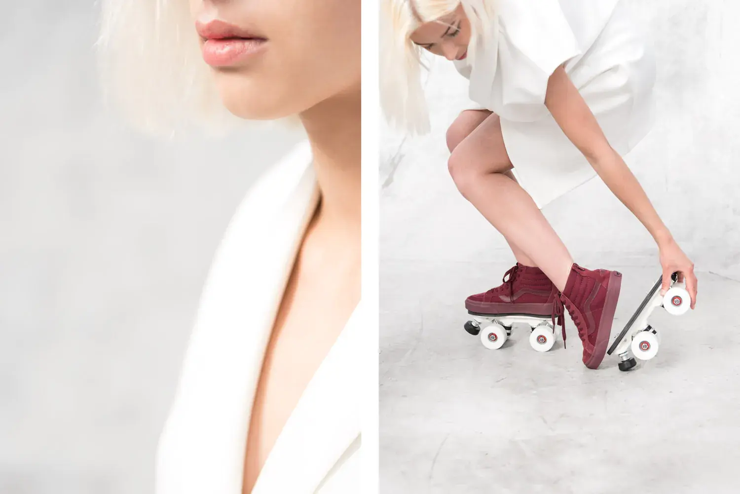 a woamn wearing her roller skates for the unfollow collection of flaneurz