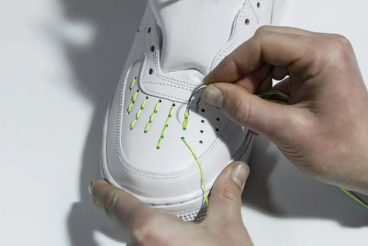 white nike being made