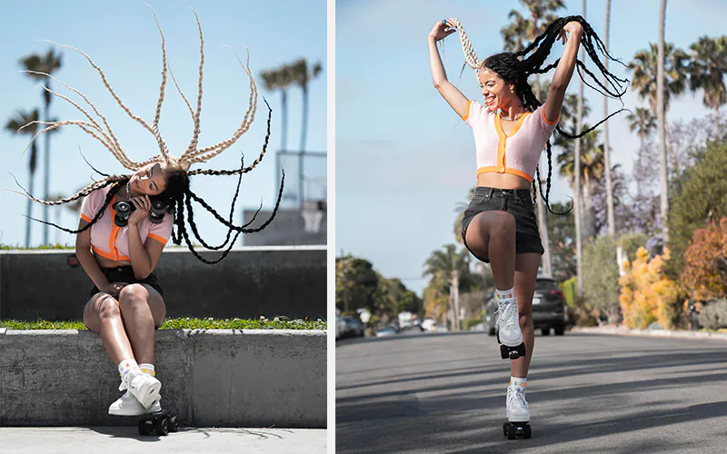 Taylot Burton robbins enjoying her roller skates in the city