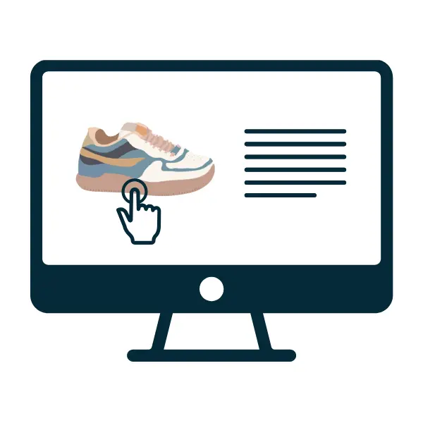 illustration that shows aa desktop screen where we can see a simulation of a website 