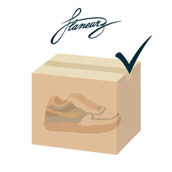an illustration of a package contains a sneaker transformed
