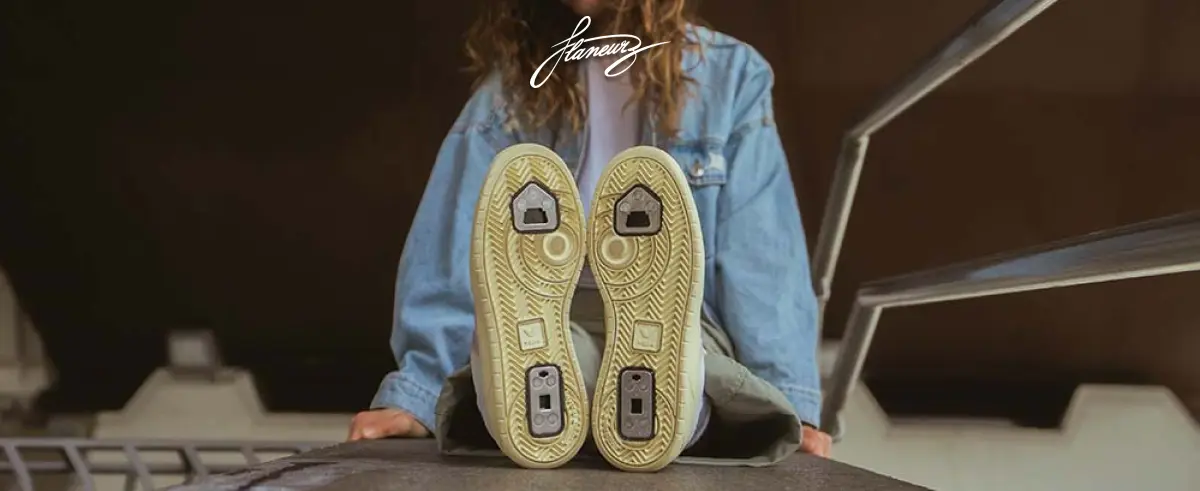 roller skates custimisable avec des chaussures veja et systeme flaneurz installé