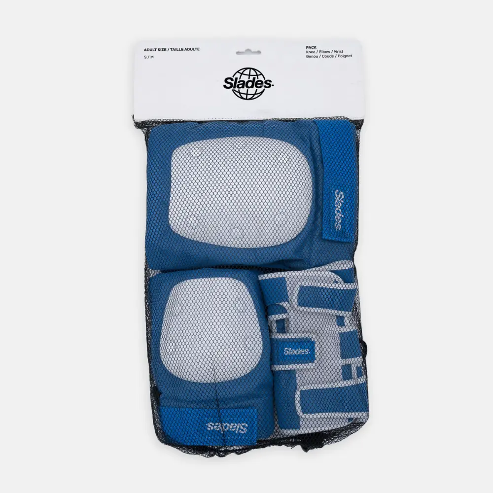 les protections slades by flaneurz en bleu et gris