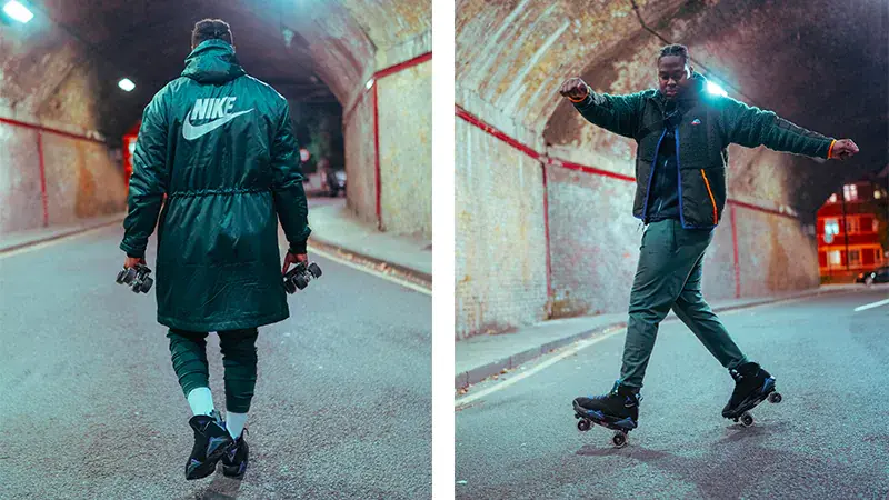 a man rolling in the city
