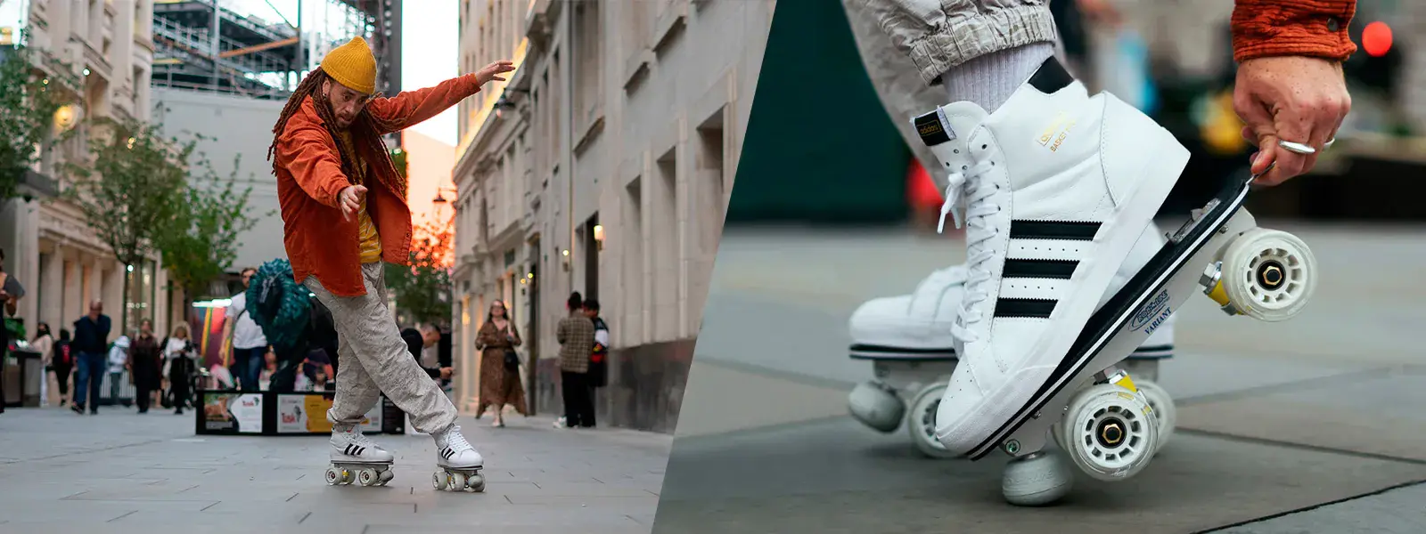 a man skating in the city with adidas transformed by flaneurz
