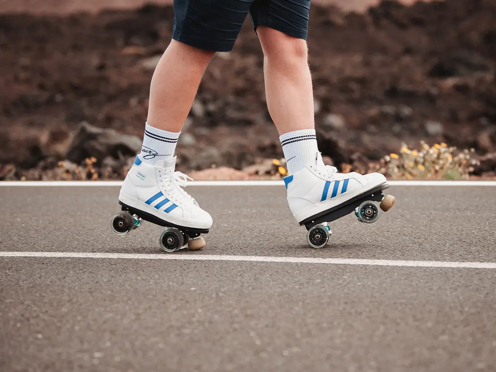 adidas transformed into a roller skate with flaneurz socks