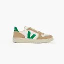 VEJA V-10 Cuir Blanc Emeraude