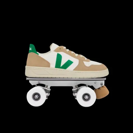 Detachable Roller Skates - VEJA V-10 Leather White Emeraude